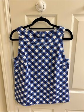 Talbots Blue and White Sleeveless Top